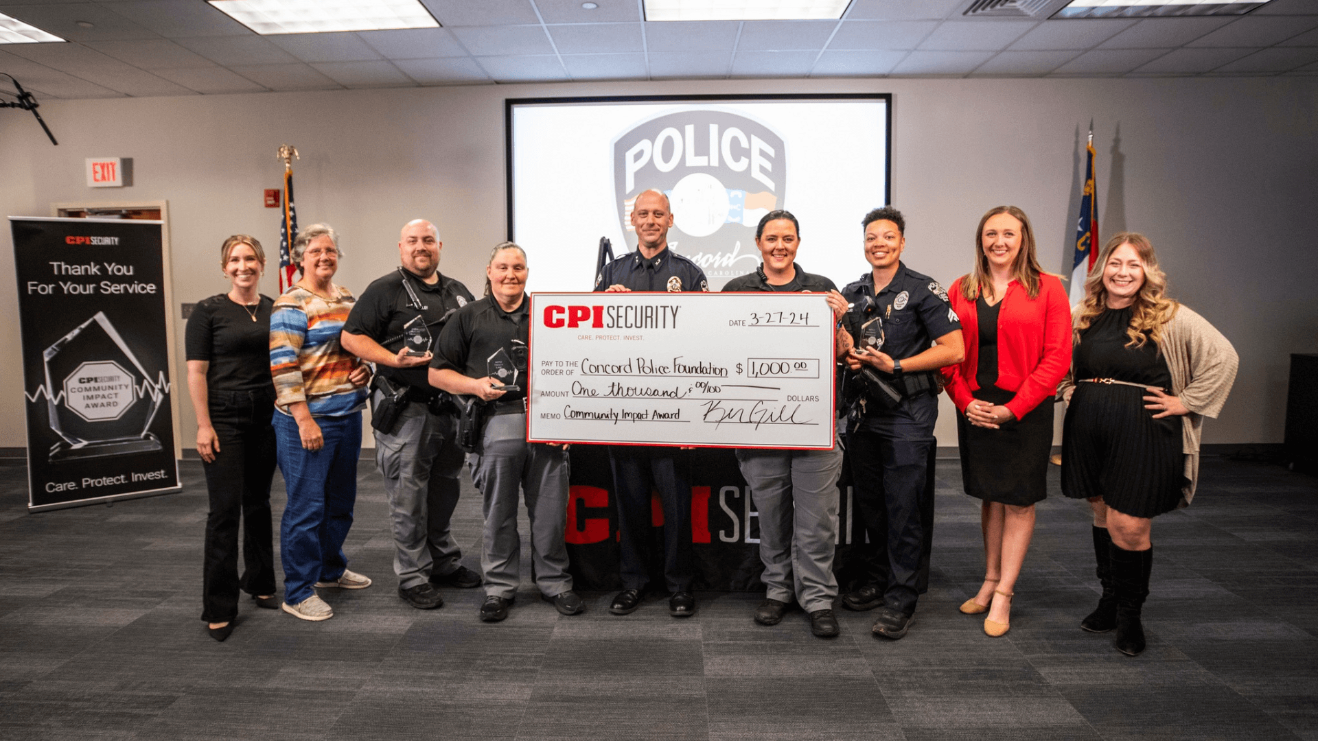 Concord Police Department with Check from CPI Security